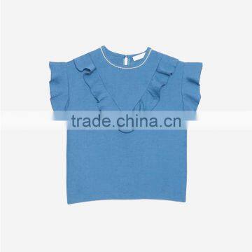 Beaded Neckline Ruffled Shoulders Top With a Short Flared Skirt Suit Dress photo-5