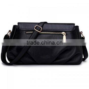 PU Leather Shoulder Bag Polyester Solid Long Handle Strap Shoulder Bag for Girls photo-2