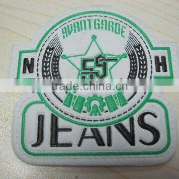 hot stamp logo leather labels for jeans leather label patch, leather jacket label