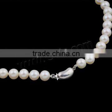 Gets.com 2015 Sterling Silver Long White Pearl Necklace