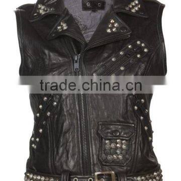 New Arrival ! Hot Sale ! Sex Ladies Vest !Peplum Top With Faux Leather Frill !High Quality