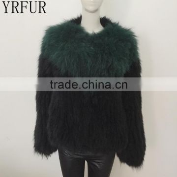 YR1011 Unique Design Euro Style Genuine Fox Fur Hand knit Jacket Women Luxury Top quality Fur Coat