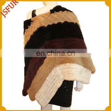 Fashion women's Colorful knitted rabbit fur shawl