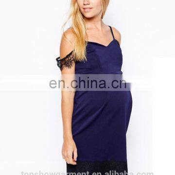 OEM service lace trim bardot dress party dresses for pregnant women sexy maternity dresses