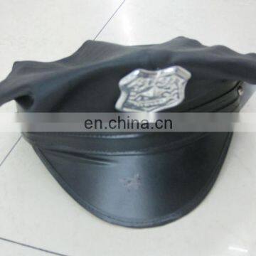 Black PU Police Party Hat with Plastic Star On Sale P-H115