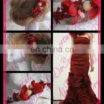 Aidocrystal Sex Red wedding hair accessories bridesmaid bridal hair pins blush silk flower hair accessory