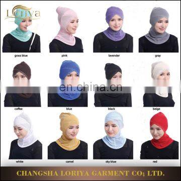 Latest fashion women inner hijab single-lift cross drilling hot bottoming lace cap islamic under scarf