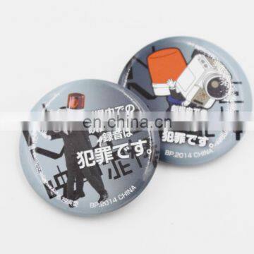 44mm wholeseles custom cmyk printing tin badge with safety pin