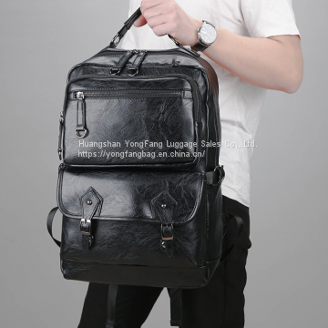 New Stylish casual leather men's shoulder bag large-capacity computer backpack