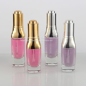 Popular Frosted Serum Bottle Glass with Gold/Silver Dropper And Customize Box