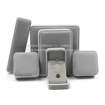 Luxury Velvet Set Box Earrings Bracelet Ring Necklace Gift Boxes Cases Display Gray Jewelry Box