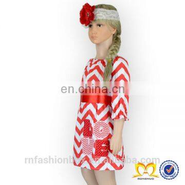 2019 Valentine Day Red and White Chevron Dress Baby Pakistani Baby Cotton Dress Wholesale Children's Boutique Clothing photo-6