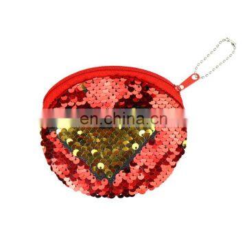 Cheap Reversable Kids Purse Baby Girl Sequin Kids Change Purse With Zipper Baby Girl Wallet Heart Shape Purse Frame