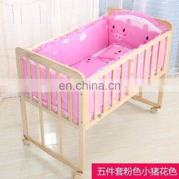 Cute Design Cartoon Printed 5PCS Multi Size 100% Cotton Fabric Hard Cotton Filled Baby Crib Bedding Set With Wholesale Price photo-3