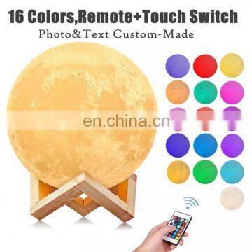 Newish Modern Desk Wood Holder Christmas Decor Magnetic Rechargeable Custom Led Lunar Shape Night Starry SKY 3D Moon Lamp Light photo-5