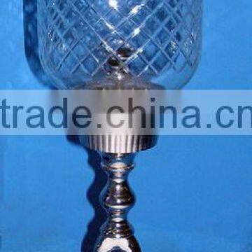 Metal Hurricane Lamp With Glass Chimney