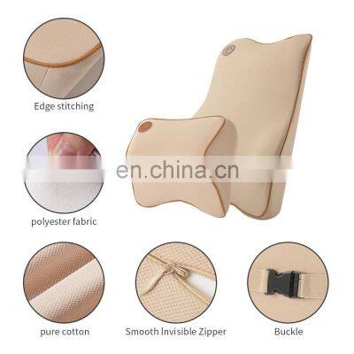 Car Neck Pillow Space Memory Cotton Back Support 1 Set Headrest Massage Cushion Cover Vehicular Car Pillow Auto Car Accessories