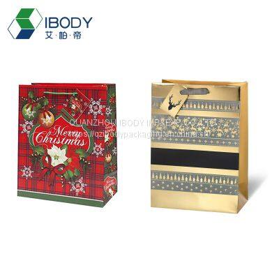 128g Copperplate Paper Bag Custom Christmas Logo Printing Embossed Film Coated Shopping Bag photo-2