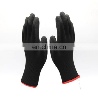 Coating PU Top Work  Protection Gloves in Black