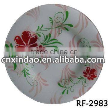 Hot Sale Glass Plate with Flower Printing for Microwave Glass Plate for Promotion