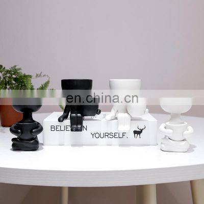 cheap humanoid home decoration man human woman statue children ceramic plant flower planter pot stands set for plant