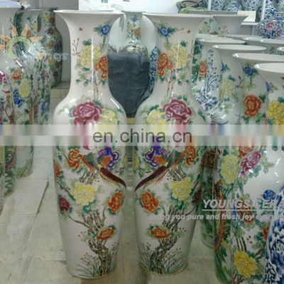 Chinese hand painted flower famille rose porcelain decorative floor vases