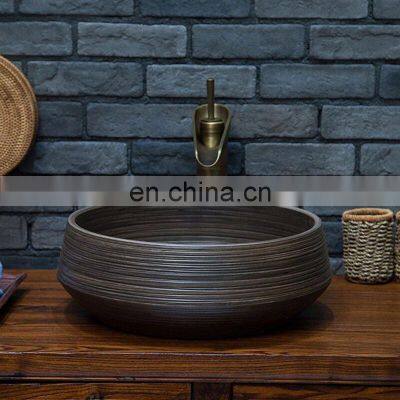 China Hand Carved Antique Ceramic Wash Basin For Bathroom photo-2