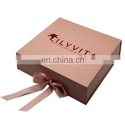 side fold gift square Silver Holographic silk shopping bag logo Paper Box For Gift Packaging