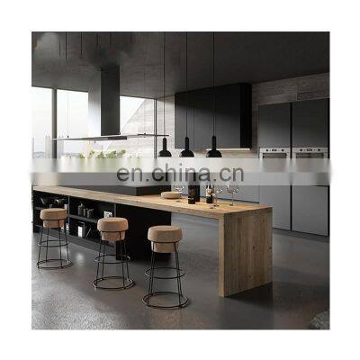 Modern Wood Melamine Kitchen Cabinets Door Panels Plywood Black Modular Kitchen Cabinet Designs