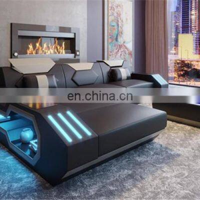 Modern Design Leather Corner Sofa Bed High Quality Living Sofa Cum Bed With Led Lights