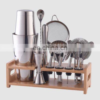 Creation Factory Direct 28oz Stainless Steel Cocktail Mixer Bar Tools Set Customized Imprint Metal Boston Shaker With Stand