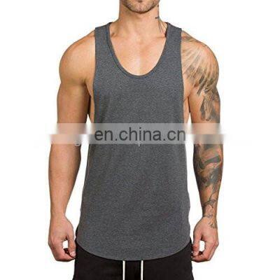 Army Green Plain Tank Top for Men Cotton Spandex Jersey Tanks Wholesale Gym Wear photo-2