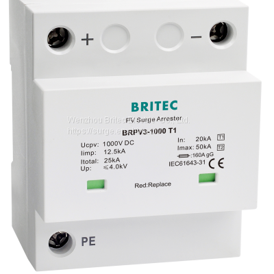 BRPV3 T1 12.5kA T1+2 PV Surge Protection Device lightening protector dc surge protective device spd