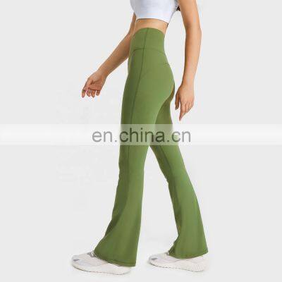 Custom High Waist Flare Running Fitness Pants Scrunch Butt Yoga Breathable Leggings