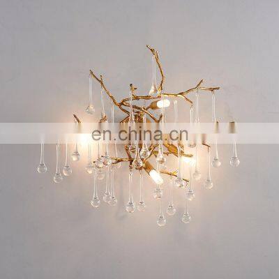 Nordic modern art light luxury glass wall light bedroom lamp living room background wall dining room wall lamp