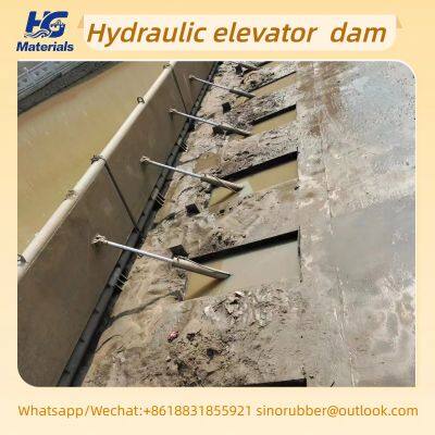 Hydraulic elevator dam, steel dam gate, landscape steel dam, hydraulic engineering, hydraulic hoist for steel dam gates, hydraulic flap gate