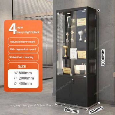Beauty Design LED Lignt Glass Display Cabinet With Doors and Adjustable Shelves For Jewelry Handbags Retail Store