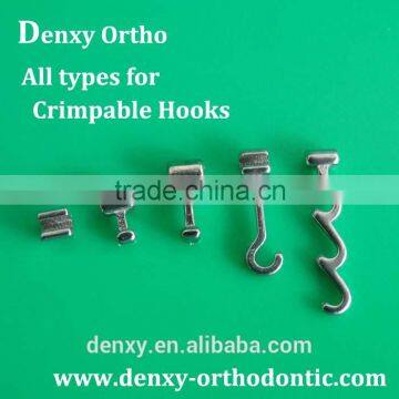 Orthodontic crimpable hook long short stop left right hook crimpable hook