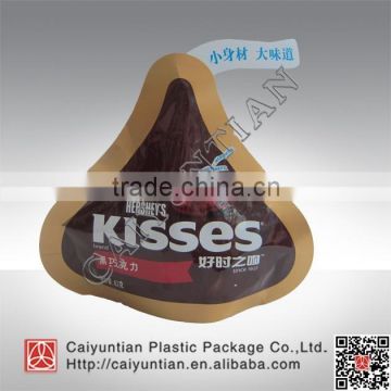 Laminated plastic bag shape bag for chololate/candy/jelly beans packging