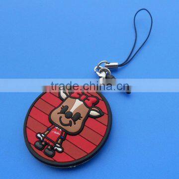 Soft PVC Round Pendant Straps with animal shape