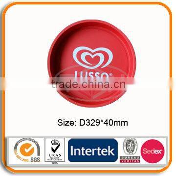 Tin serving tray, round serving plate