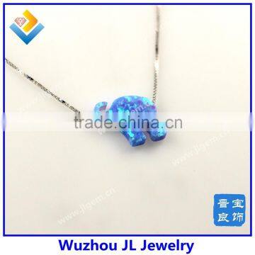 2015 New Arrived Synthetic Light Blue Opal Elephant Pendant With Fashion S925 Sterling Silver Chain Necklace photo-4
