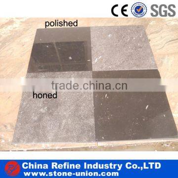 polished and honed black limestone natural stone tile
