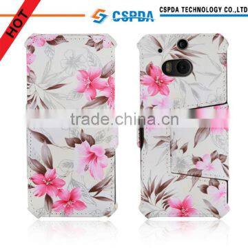 For 2014 HTC one 2 m8 cell phone flower stand leather case cover