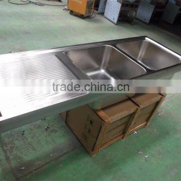 Restaurant Hotel Industrial Kitchen Equipment Custom Stainless Steel Kitchen Sink with Drain Board