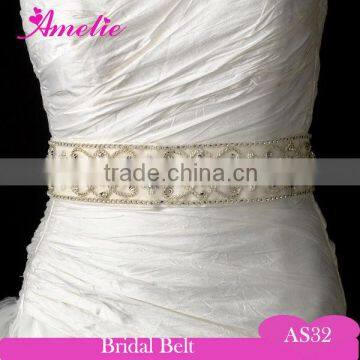 Retro Pearl And Rhinstone Beaded Bridal Sash Belt