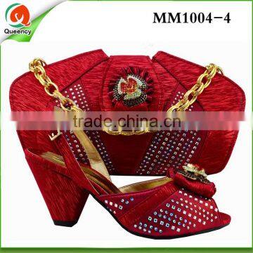 MM1004-4 Fashion nice matching shoe and bag set pink color in stock size 39-42