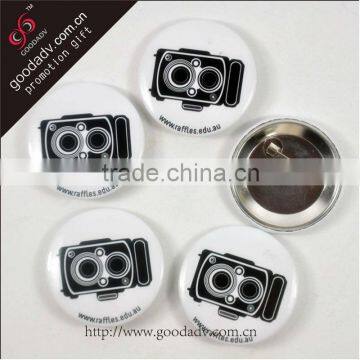 Manufacture cheap fashion promotional tin button badge with logo / wholesale tinplate button badge