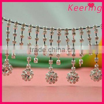 wholesale silver plated rhinestone crystal stone jewelry chain woman WRC-204