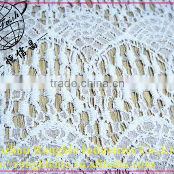 3D Floral elastic spandex ivory lace fabric wholesale